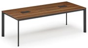 Rokovací stôl PRIMO INVITATION, 240x120 cm, orech + 2x stolná zásuvka TYP I, čierna
