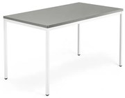 Kancelársky stôl QBUS, klasický rám, 1400x800 mm, biela, svetlošedá