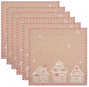 6ks hnedý obrúsok s perníkovými chalúpkami Gingerbread Bliss - 40*40cm