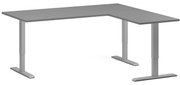 Výškovo nastaviteľný stôl, 180x160 cm, 3 motory, L/P, sivá podnož, grafit