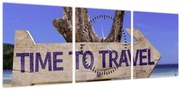 Obraz - Cestovanie (s hodinami) (90x30 cm)