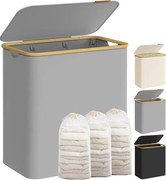 Prádlový kôš s viečkom, 3 priehradkový, 150 L, vyberateľný vak, 60 x 38,5 x 70,5 cm, šedý