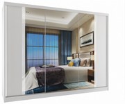 Šatníková skriňa 232 cm Belini biely mat s posuvnými dverami a zrkadlom  MV SZP4/2/1W/2W1L/W/HI