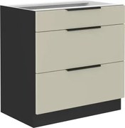 Dolná zásuvková kuchynská skrinka Arona, 80 cm, kašmírová/čierna%