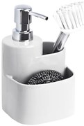 BISK Erga Basic, keramický kuchynský organizér s dávkovačom saponátu 3ks, biela, ERG-07871