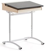 Školská lavica ACCESS, 650x550 mm, výškovo nastaviteľná, biela, akustické linoleum - tmavošedá