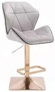 LuxuryForm DESIGN Barová stolička MILANO MAX VELUR na zlatej hranatej podstave - šedá