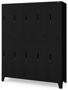 Kovová BHP šatní skriňa s 10 dverami BARTEK 1360 x 1720 x 450 mm, čierna