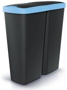 Odpadkový kôš DUO čierny, 50 l, modrá / čierna