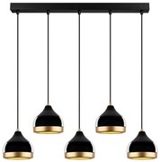 Závesný luster na lanku YILDO 5xE27/40W/230V čierna/zlatá
