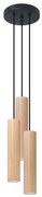 Závesné svietidlo Lino 3p, 3x drevené tienidlo