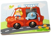 Drevené vkladacie skladačky (puzzle) – hasiči - 6 dielov