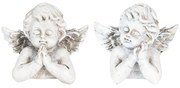 2 ks bielo šedý dekoratívne anjelíček S - 9 * 6 * 7 cm