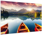 Obraz - Jazero s loďkami (90x60 cm)