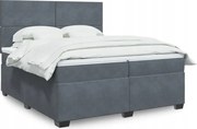 vidaXL Posteľný rám boxspring s matracom tmavosivý 200x200 cm zamat