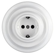 Bohemia-Design - porcelánová retro domová zásuvka s rámčekom SCHUKO 250V/16A biela