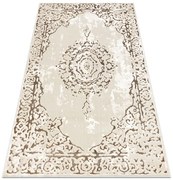 Koberec ALLURE 1961 ornament / rám, štruktúrovaný / štýlový / glamour, krémový / zlatý