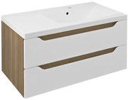 Sapho Sapho, WAVE umývadlová skrinka 89,7x45x47,8cm, pravá, biela/dub cuneo, WA093-3025