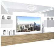 Obývacia stena Belini Premium Full Version biely lesk / dub  sonoma + LED osvetlenie Nexum 42
