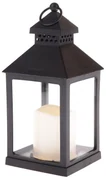 Lampáš s LED sviečkou Vintage čierna, 10 x 20 x 10 cm, teplá biela, plast