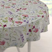 Biante Dekoračný okrúhly obrus PML-098 Lúčne kvietky na smotanovom Ø 110 cm