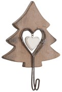 Nástenný drevený háčik Stromček so srdiečkom - 10 * 4 * 13 cm