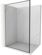 Mexen Kioto L, sprchová zástena Walk-In 50 x 200 cm, 8mm číre sklo čierny vzor, zlatý lesklý profil,800-050-103-50-70