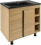 Kúpeľňová skrinka s čiernym umývadlom Naturel Lucca 79×70×45 cm, dub mat, LUCCA80DU3ABKM