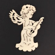 AMADEA Drevená ozdoba anjel s gitarou 8 cm