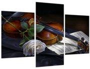 Obraz - Ruže a husle (90x60 cm)