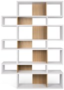 Biela knižnica so svetlohnedými detailmi TemaHome London, výška 220 cm