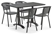 Zostava záhradného nábytku Piazza + Capri, 1 stôl + 4 šedé stoličky