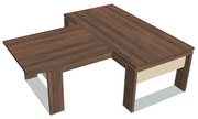 Stôl Verno+ S 200 x 220 cm s rokovacím prvkom, orech / vanilka