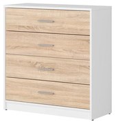 Komoda BRW Nepo Plus 7 (biela + dub sonoma) . Akcia -30%. Vlastná spoľahlivá doprava až k Vám domov. 1098306