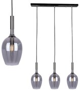 Závesné svietidlo Lugano, 3x grafitové sklenené tienidlo, b