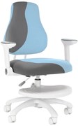 Detská rastúca stolička Neoseat KINDER WHITE PLUS — látka, šedá / svetlo modrá