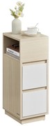 Úzky nočný stolík so zásuvkami, bielený dub