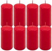 Červená parafínová sviečka 10 cm, 20 h horenia, sada 8 ks