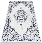 Koberec ALLURE 1961 ornament / rám, štruktúrovaný / štýlový / glamour, biely / modrý