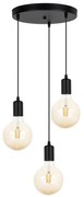 Luster na lanku MIROS 3xE27/60W/230V guľatý čierna