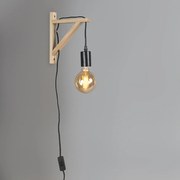 Drevená nástenná lampa s čiernou - Galgje