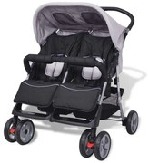 Oceľový kočík pre dvojičky , čierny a šedý