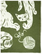 Vlnená deka Kissanpäivät 130x180, olivovo-biela