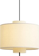 Japandi závesná lampa čierna s bielym ľanovým tienidlom 50cm - Rieu