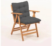 Záhradné skladacie kreslo s vankúšom, šedé/habr