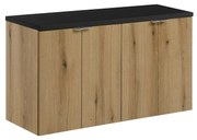 Závěsná skříňka pod umyvadlo Nova Oak s deskou 100 cm černá/dub evoke