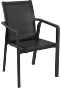 PACIFIC záhradná stolička s podrúčkami black