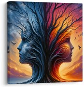 Obraz tváre v korunách stromov života