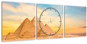 Obraz egyptských pyramíd (s hodinami) (90x30 cm)