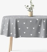 Goldea oválny obrus 100% bavlnené plátno - srdiečka na sivom 120 x 160 cm